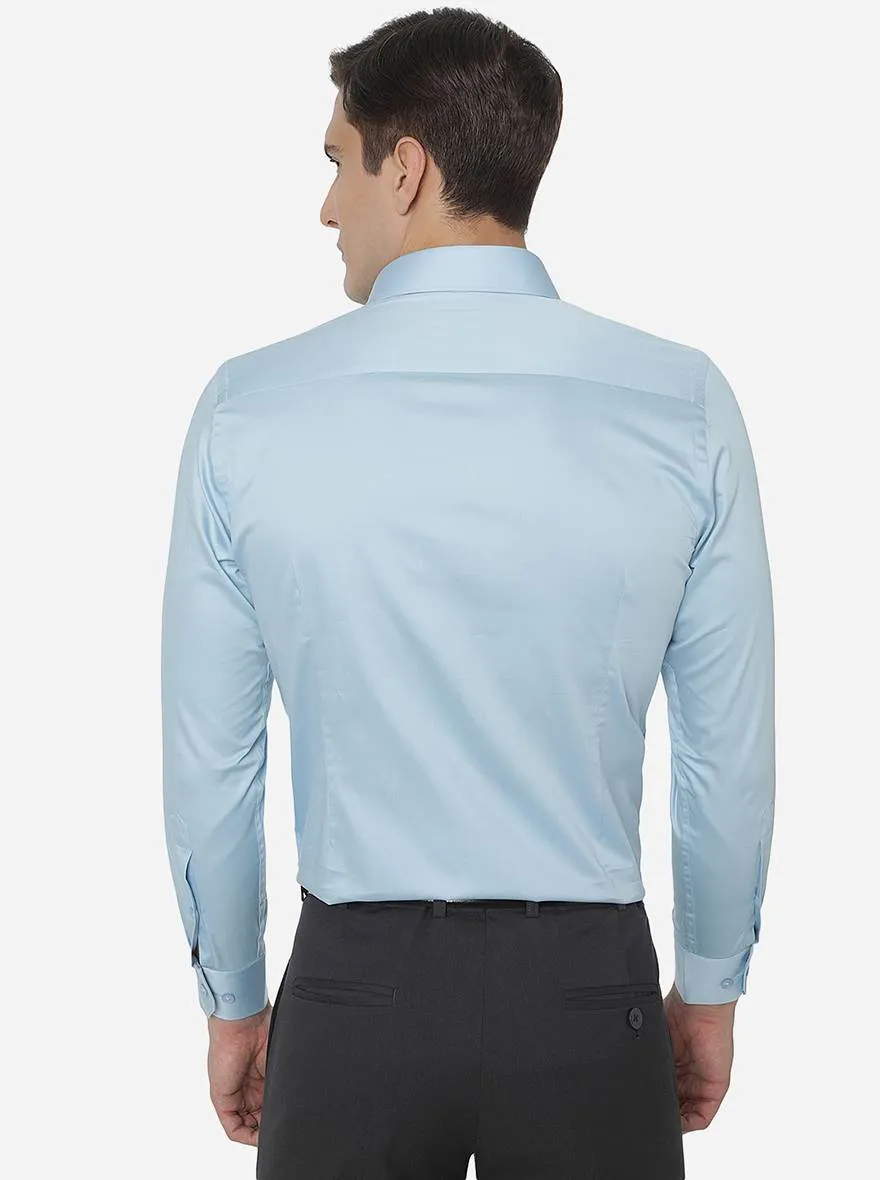 Sky Blue Solid Slim Fit Formal Shirt | Greenfibre
