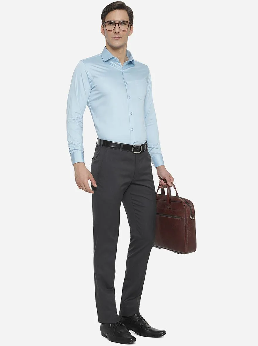 Sky Blue Solid Slim Fit Formal Shirt | Greenfibre