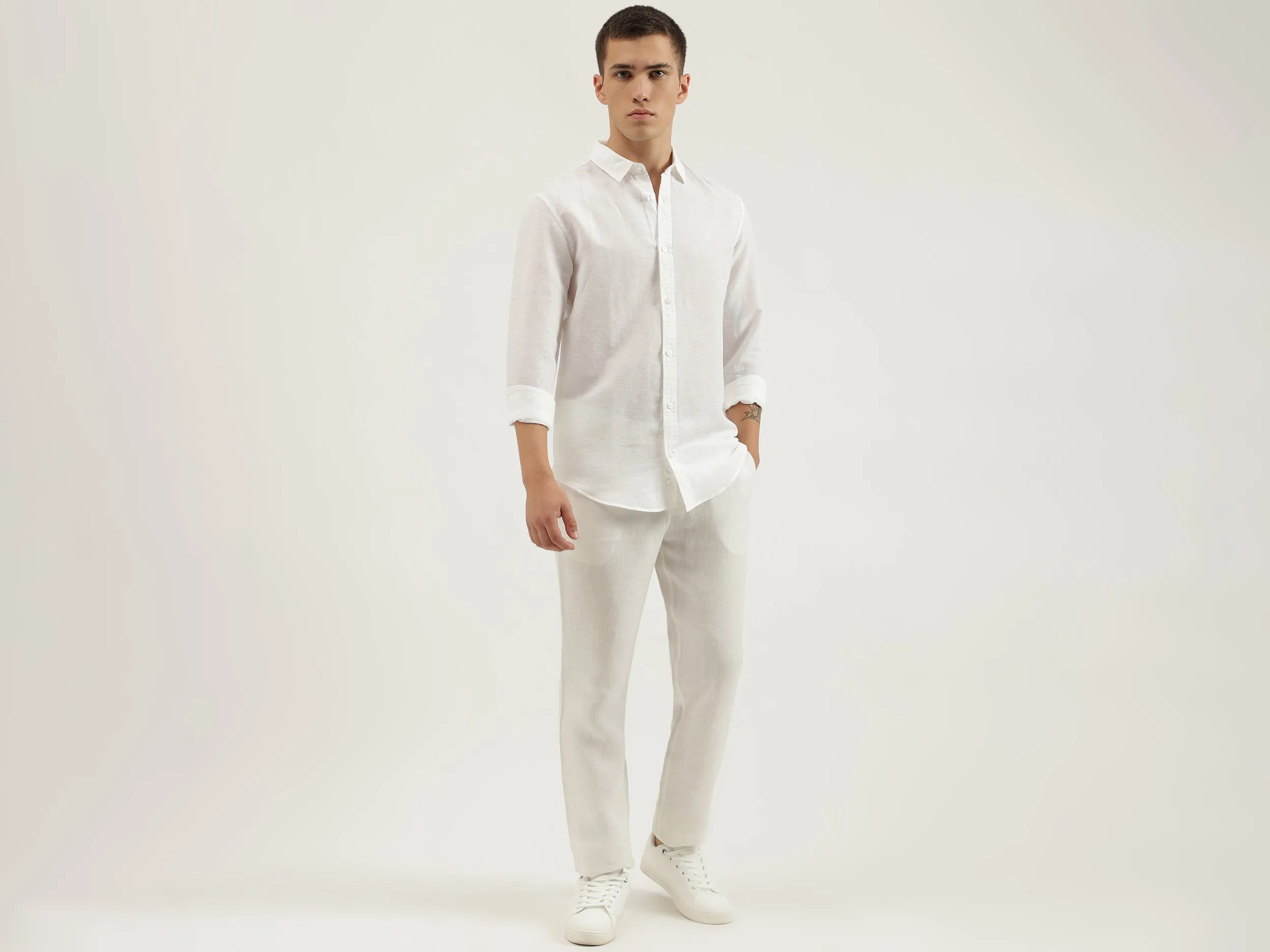 Slim Fit Spread Collar Solid Shirts