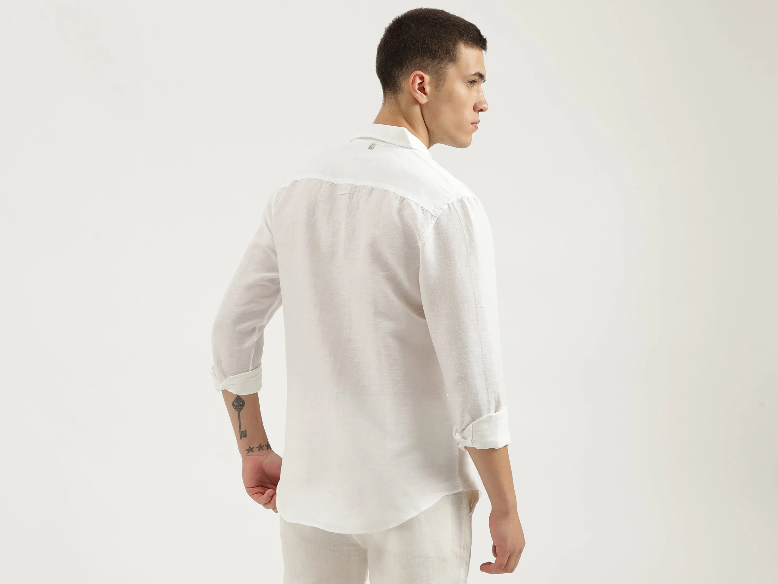 Slim Fit Spread Collar Solid Shirts