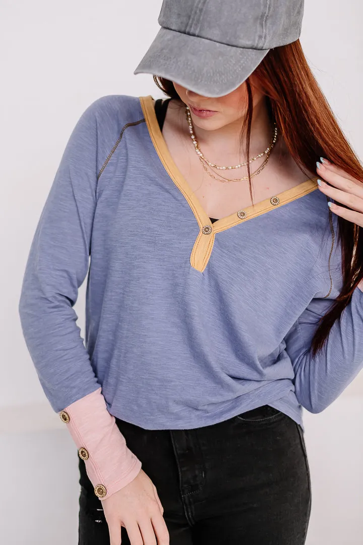 Slub Knit Color Block Top