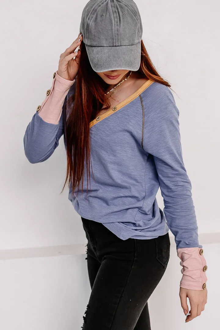 Slub Knit Color Block Top