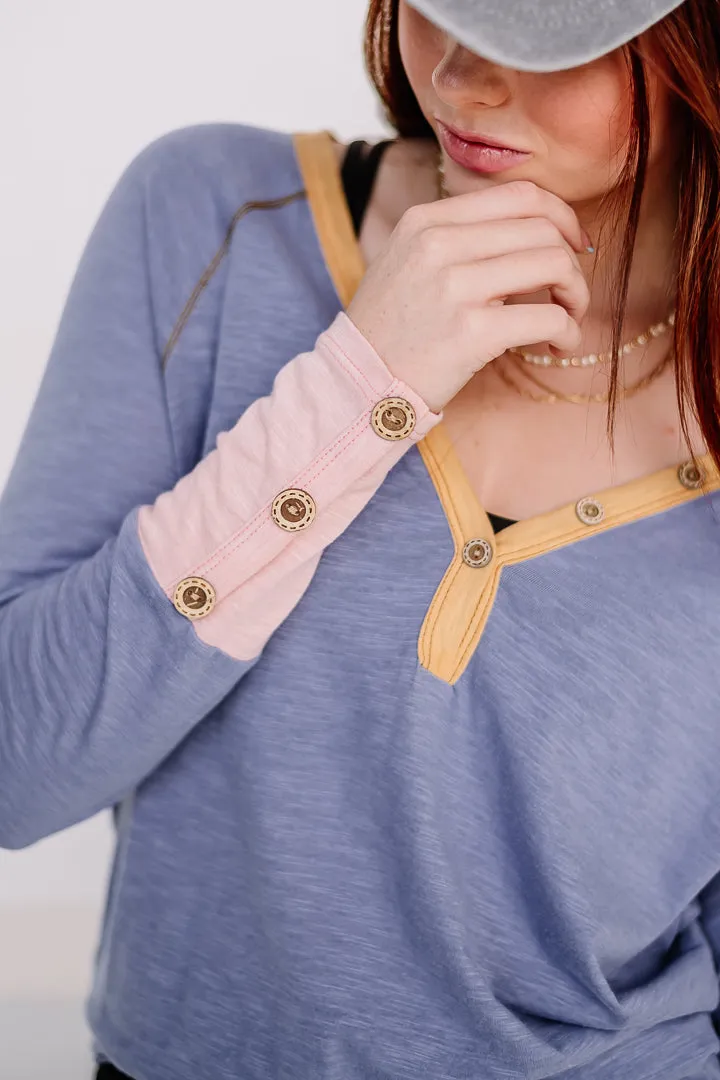Slub Knit Color Block Top