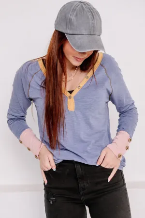 Slub Knit Color Block Top