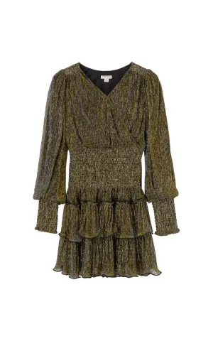 Smocked Tiered Long Sleeve Dress- Dark
