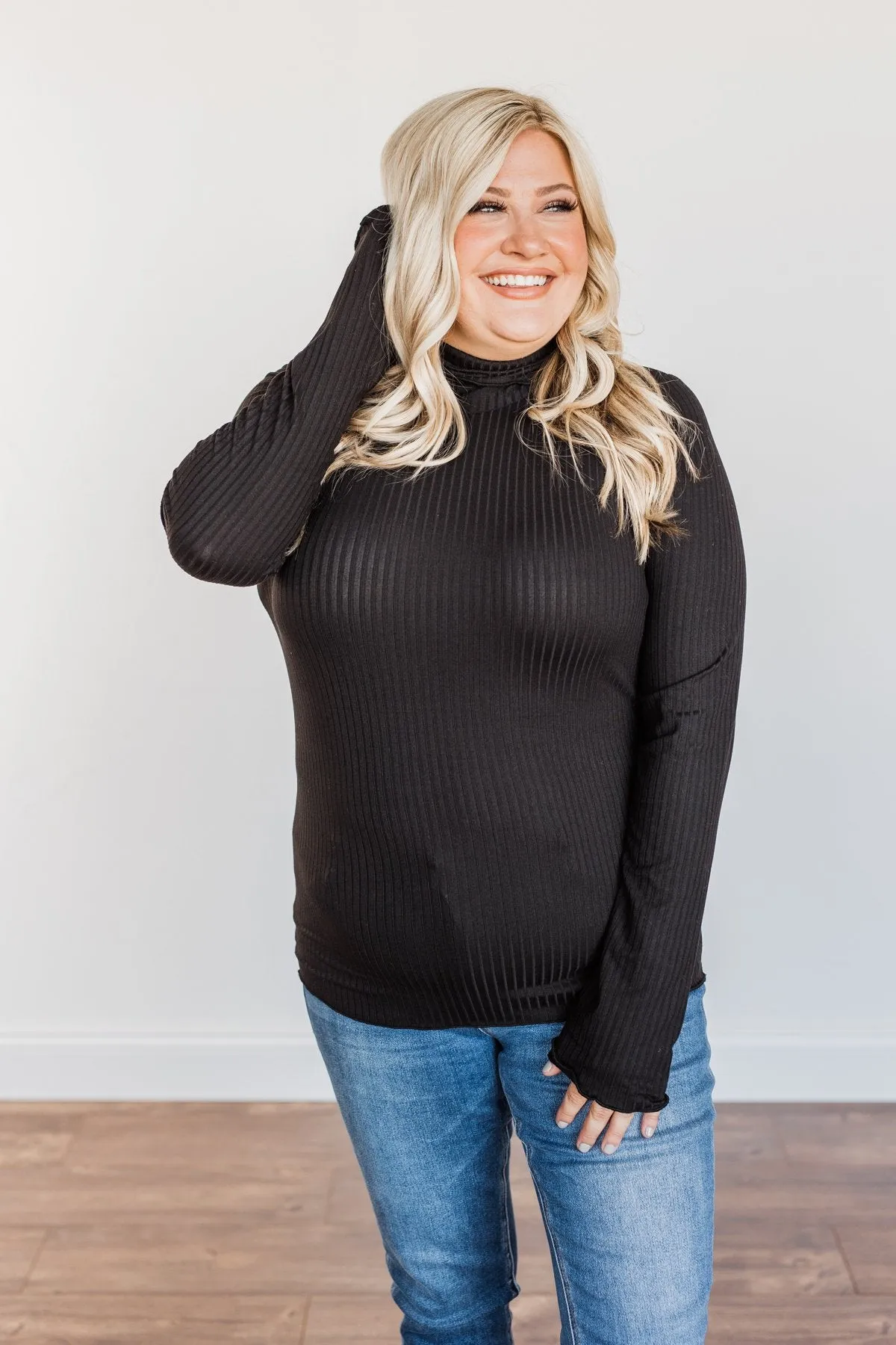 Smooth Sailing Turtle Neck Top- Black