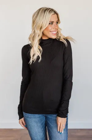 Smooth Sailing Turtle Neck Top- Black