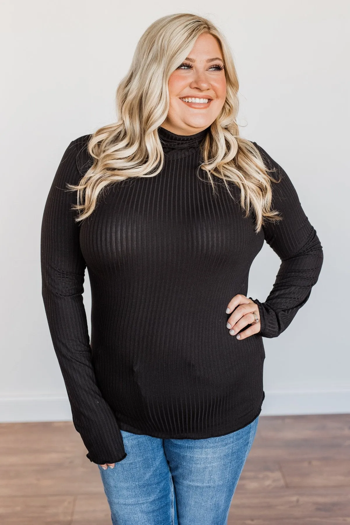 Smooth Sailing Turtle Neck Top- Black