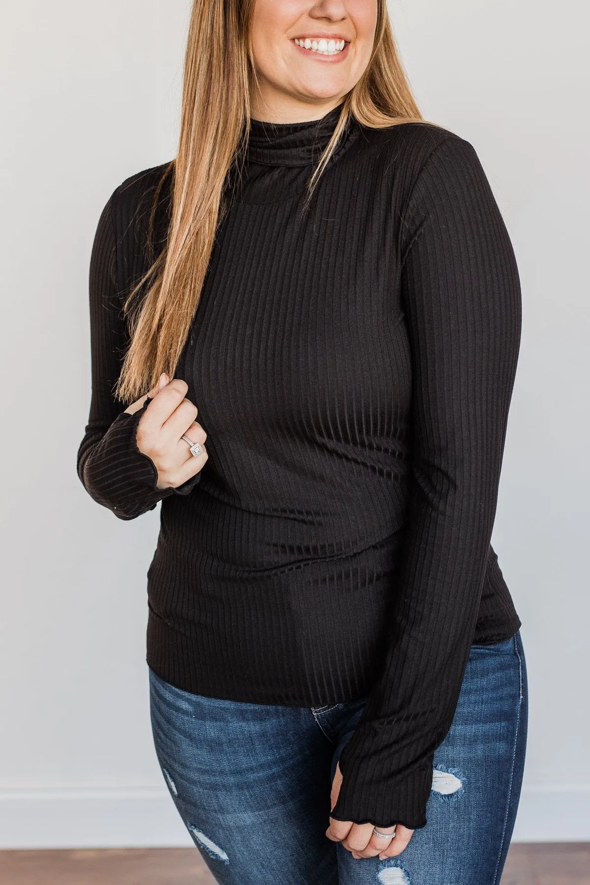 Smooth Sailing Turtle Neck Top- Black