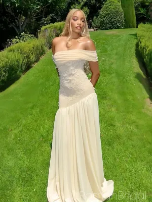 Soft Off-shoulder Sleeveless Mermaid Chiffon Evening Prom Dresses Online, OLP1039