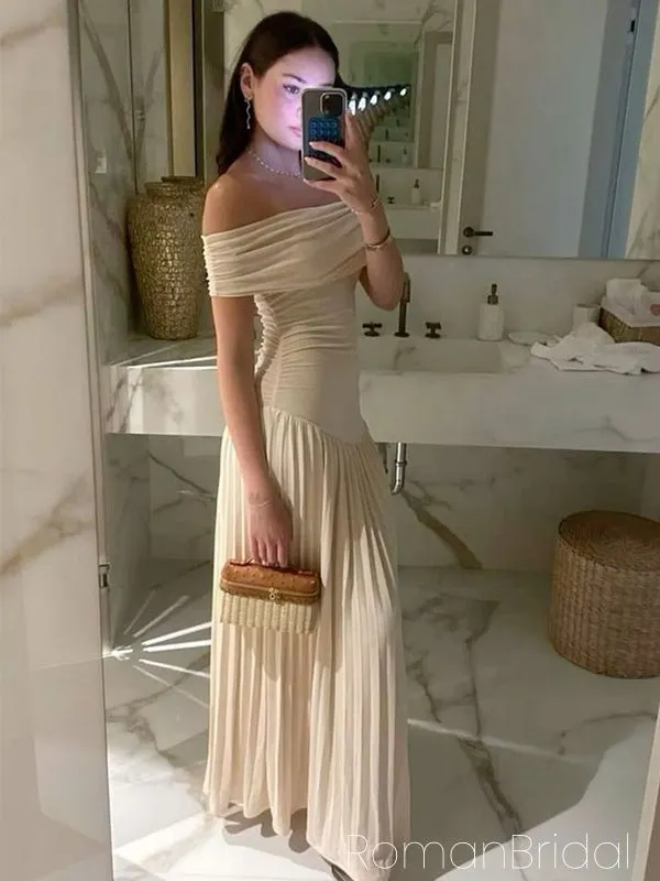Soft Off-shoulder Sleeveless Mermaid Chiffon Evening Prom Dresses Online, OLP907