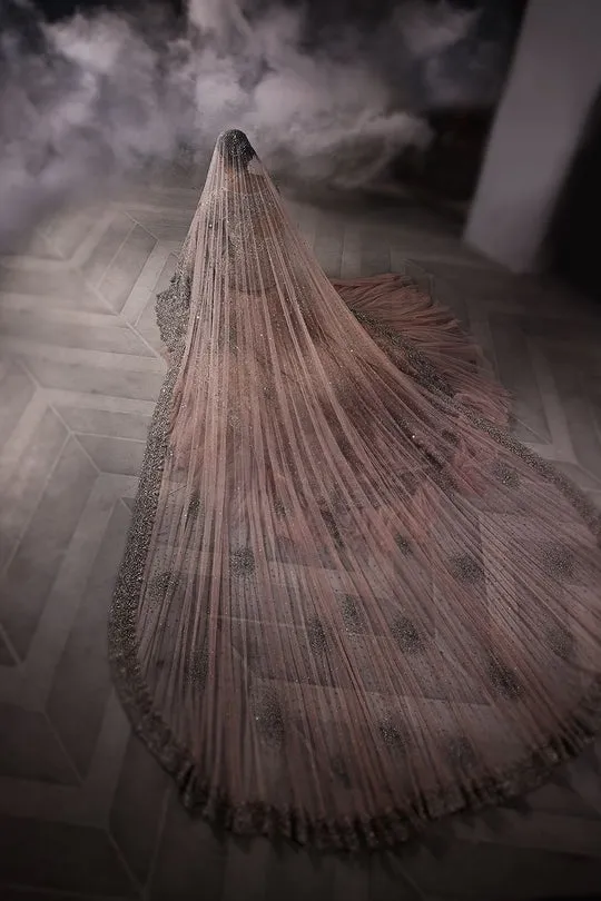 Soft Peach Heavily Embellished Pakistani Bridal Dress Royal Pishwas Gown
