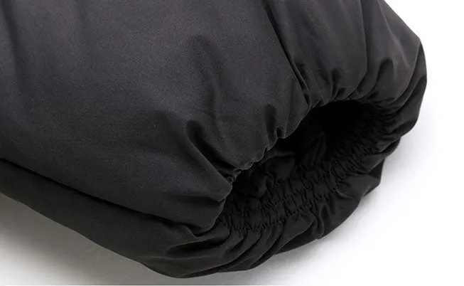 Solid Stain-resistant Cropped Jacket with Flap Pocket and Thickened Padding