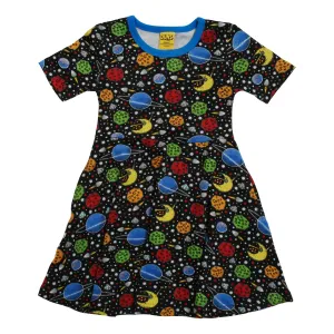 Space Short Sleeve Skater Dress - 2 Left Size 10-11 & 12-13 years