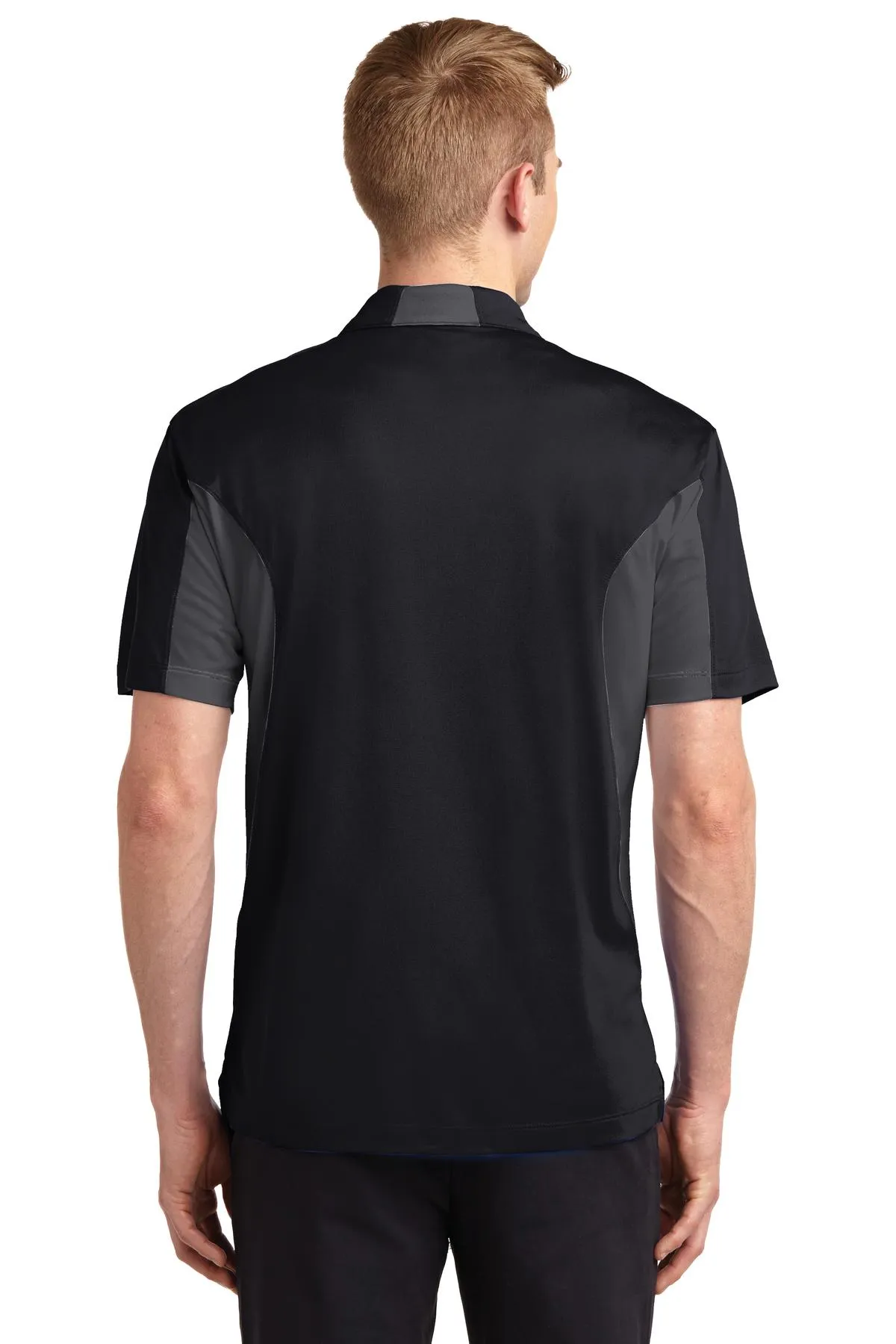Sport-Tek Tall Side Blocked Micropique Sport-Wick Polo. TST655 Black/ Iron Grey Tall