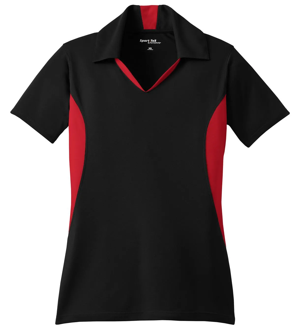 Sport-Tek Women's Side Blocked Micropique Sport-Wick Polo. LST655 Black/ True Red