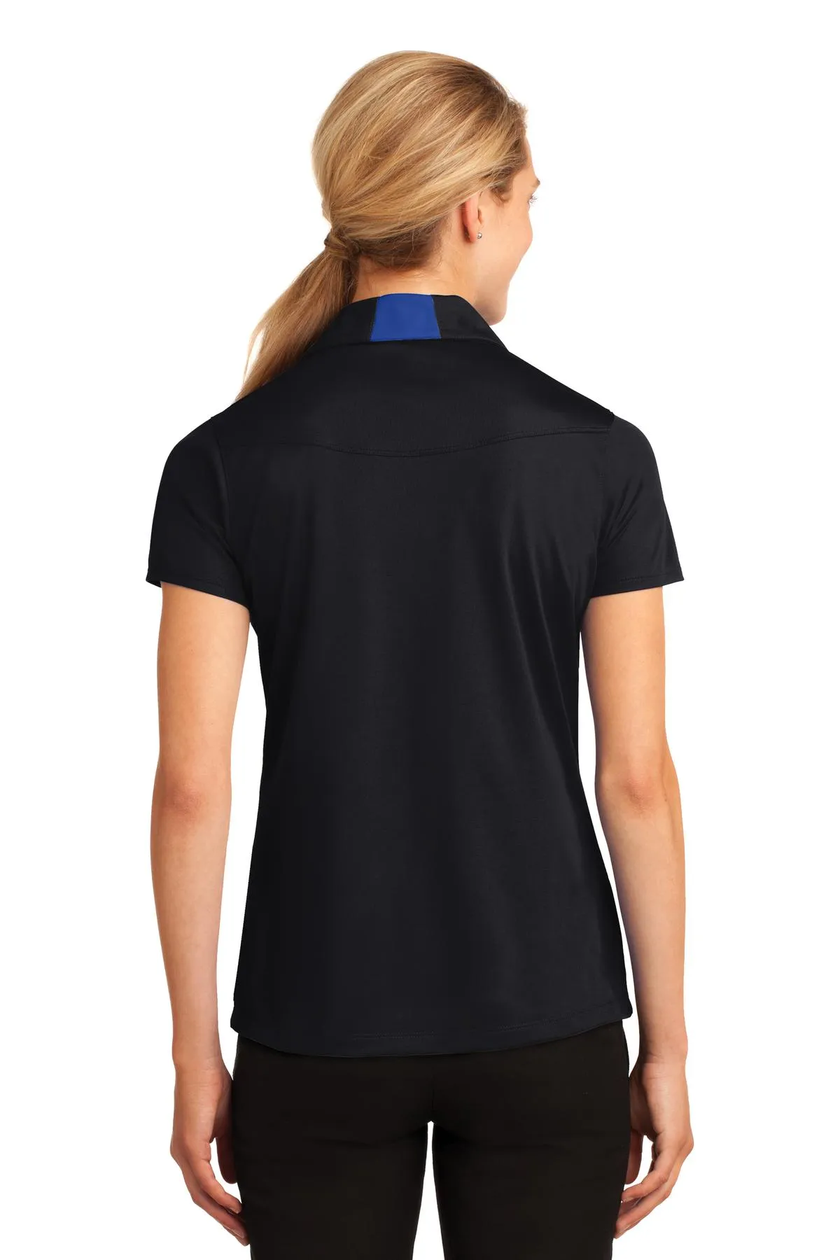 Sport-Tek Women's Side Blocked Micropique Sport-Wick Polo. LST655 Black/ True Royal