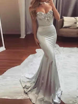 Strapless V-neck Sequins Dress