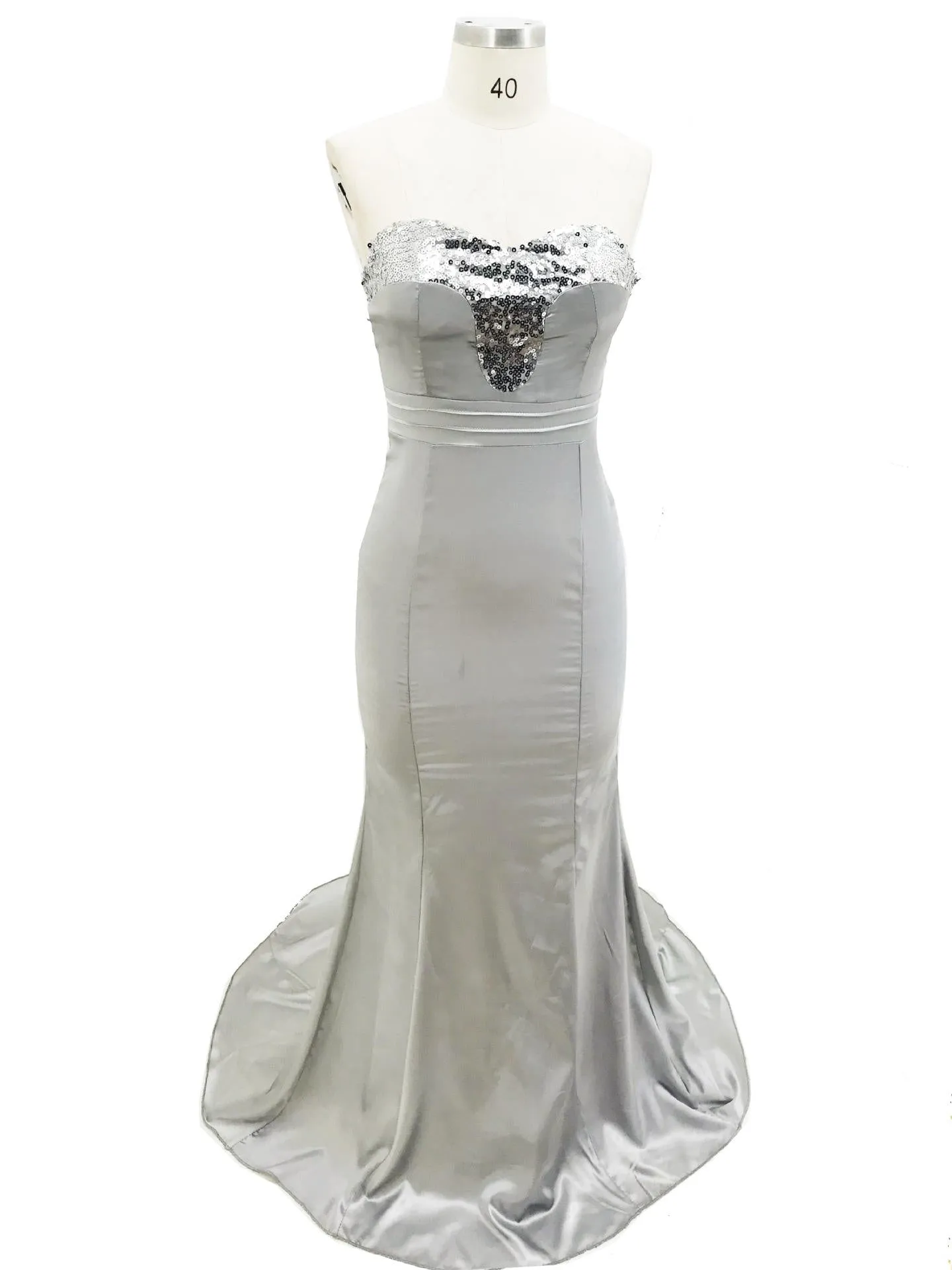 Strapless V-neck Sequins Dress