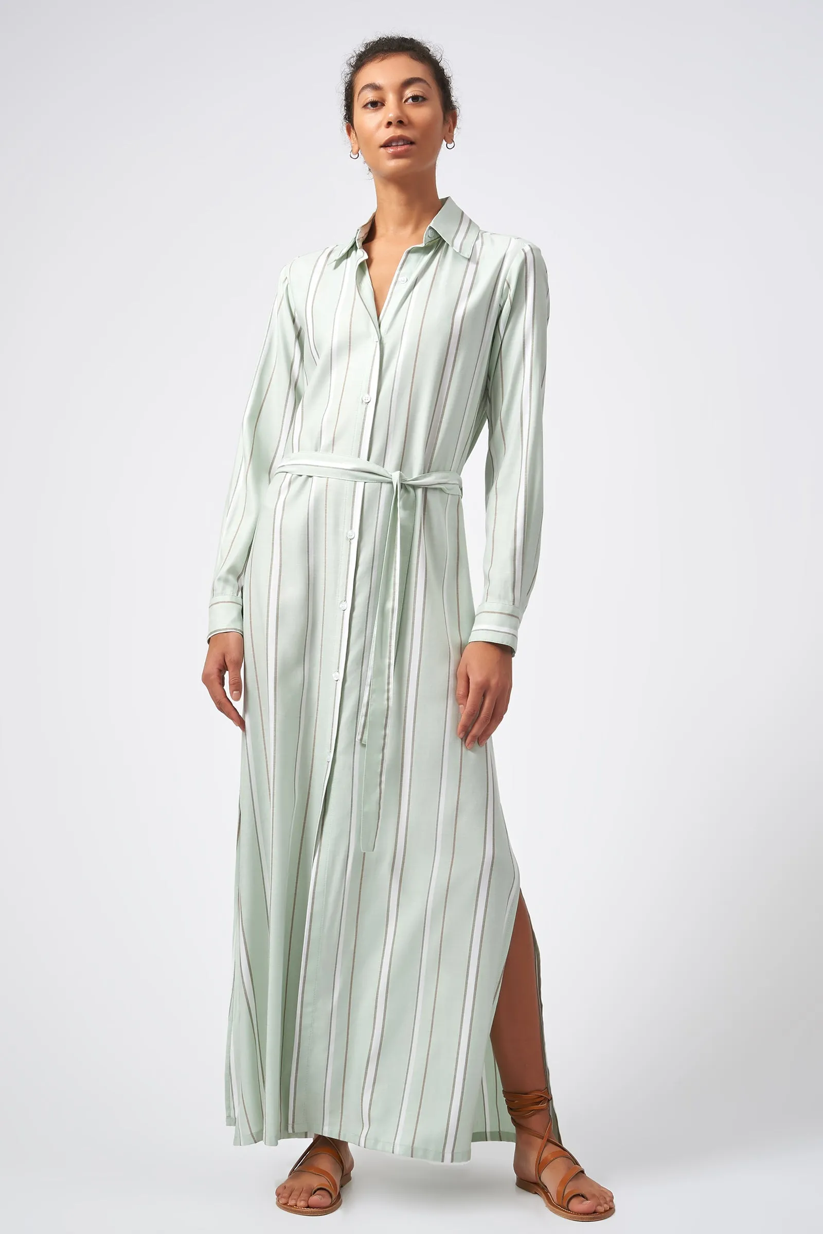 Stripe Maxi Shirt Dress - Mint Stripe