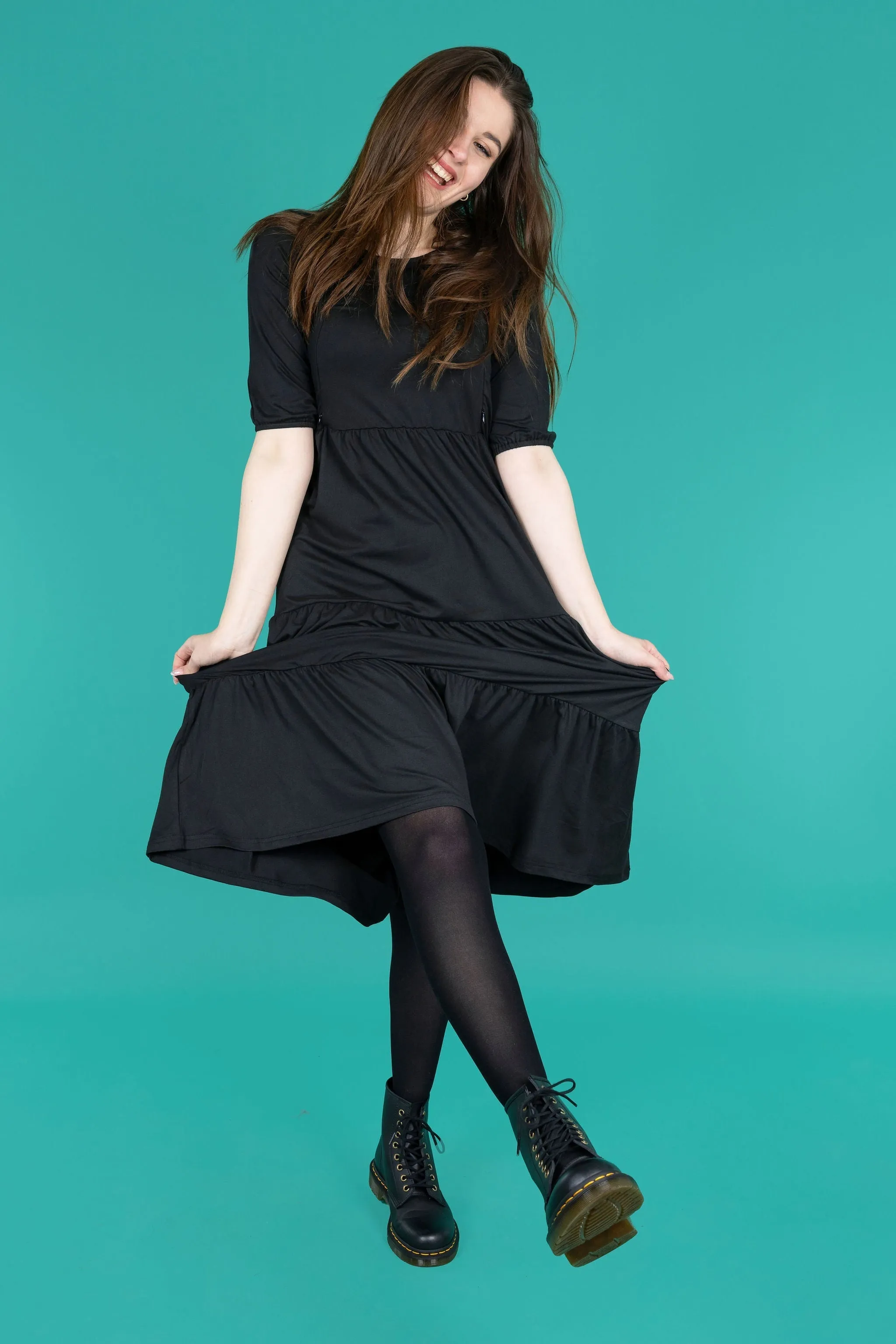 The Midi Breastfeeding Dress - Beth Black