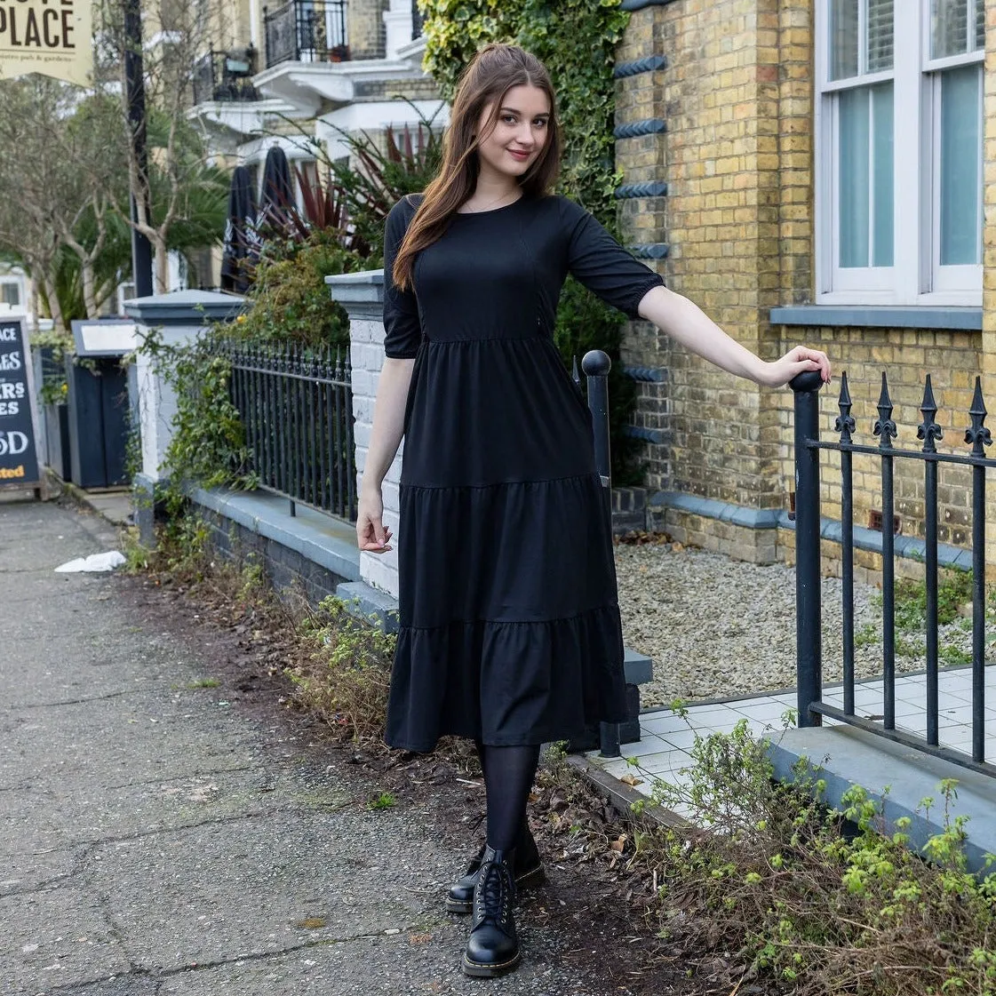 The Midi Breastfeeding Dress - Beth Black