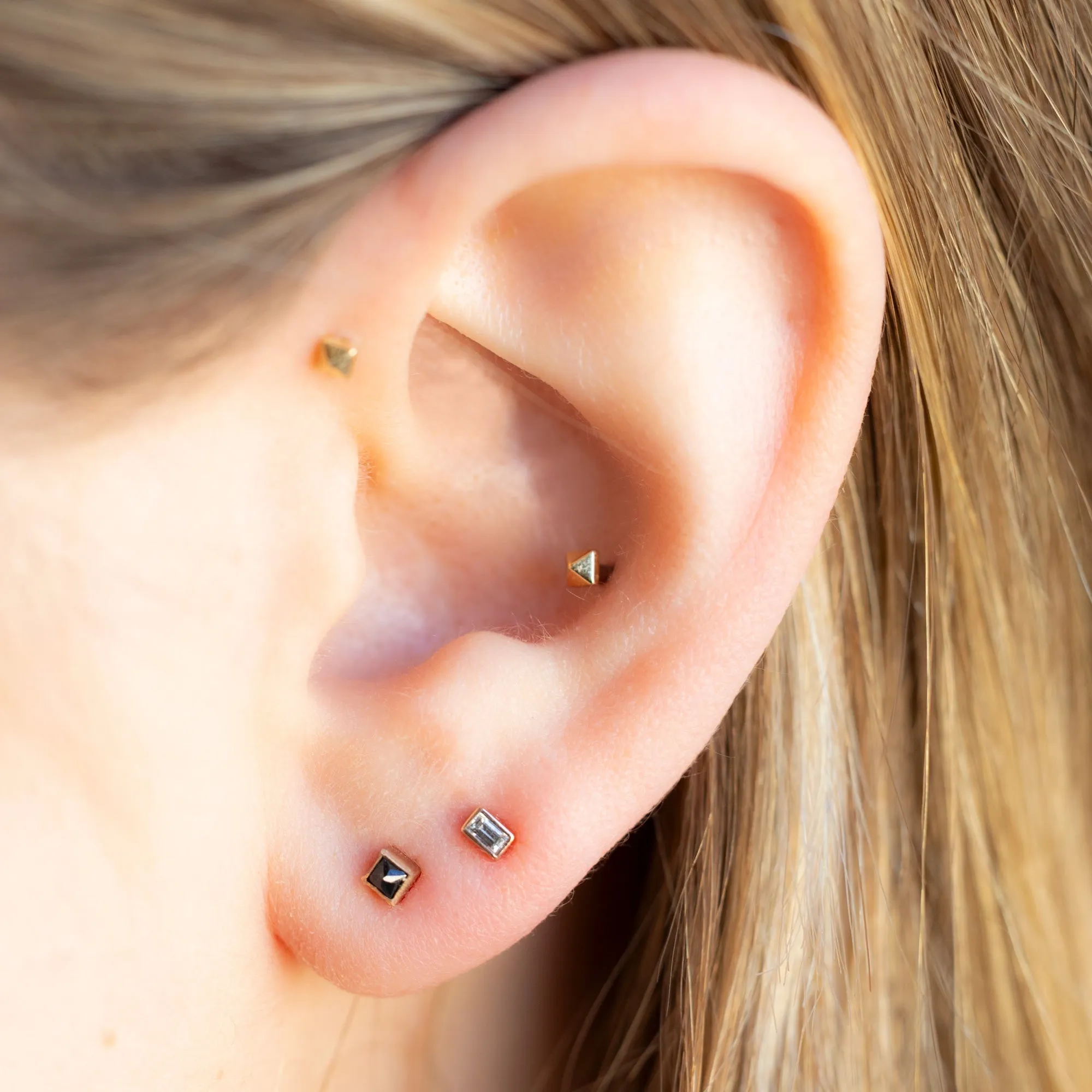 The Teensy Black Diamond Spike Stud Earrings | 14K Yellow Gold