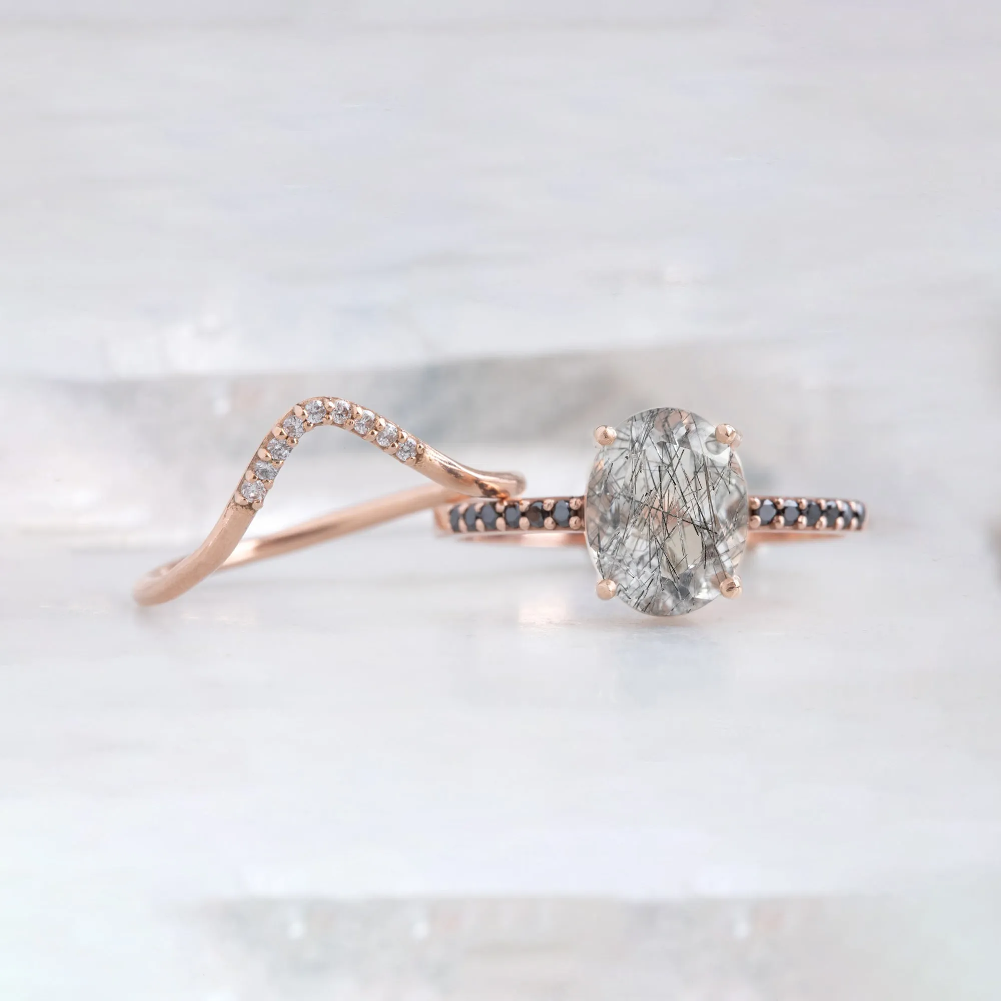 The Willow Ring | 2.08ct Oval Tourmaline in Quartz in 14K Rose Gold