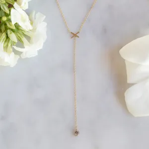 The XO' Salt and Pepper Diamond Lariat Necklace | 14K Yellow Gold