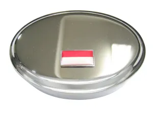 Thin Bordered Indonesia Flag Oval Trinket Jewelry Box