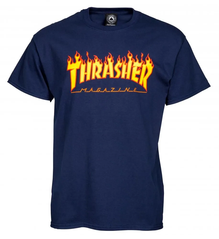 Thrasher T-Shirt Flame Logo - Navy