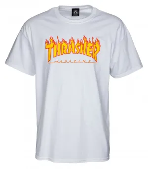 Thrasher T-Shirt Flame Logo - White