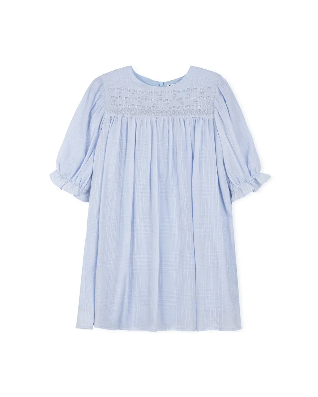 Tone On Tone Plaid Embroidery Dress