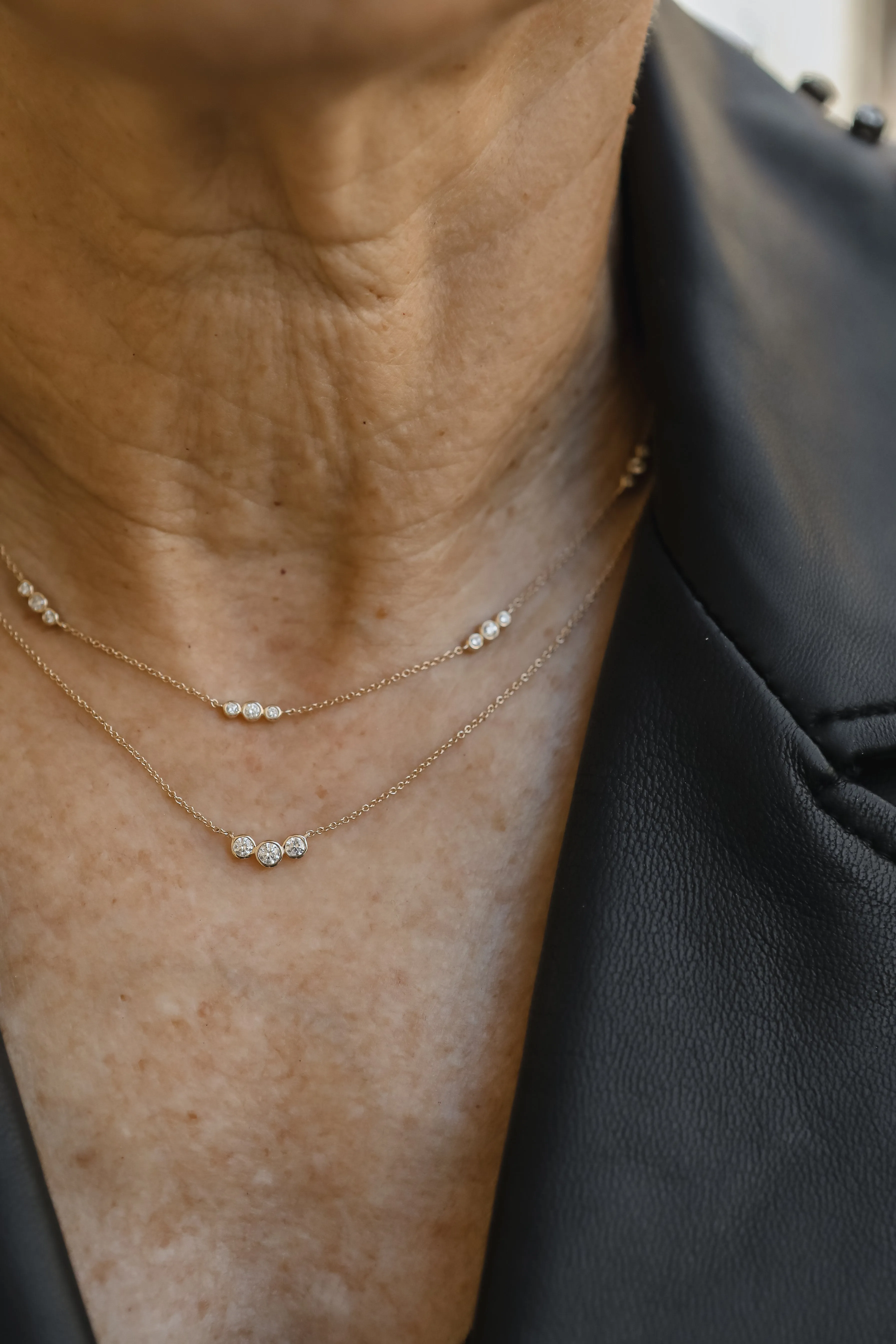 Triple Bezel Set Diamond Chain