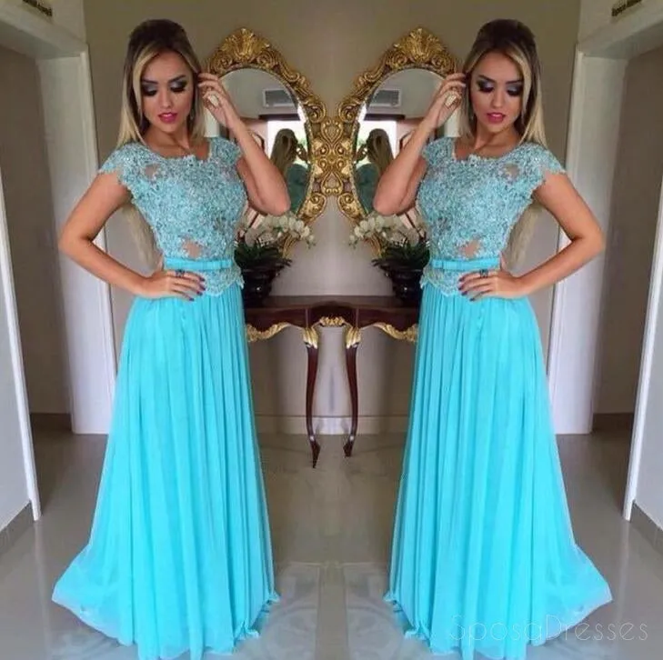 Turquoise Cap Sleeve  Evening Prom Dresses, Sexy See Through Party Prom Dress, Custom Long Prom Dress, Cheap Party Prom Dress, Formal Prom Dress, 17029