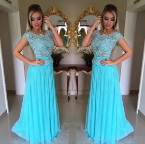 Turquoise Cap Sleeve  Evening Prom Dresses, Sexy See Through Party Prom Dress, Custom Long Prom Dress, Cheap Party Prom Dress, Formal Prom Dress, 17029