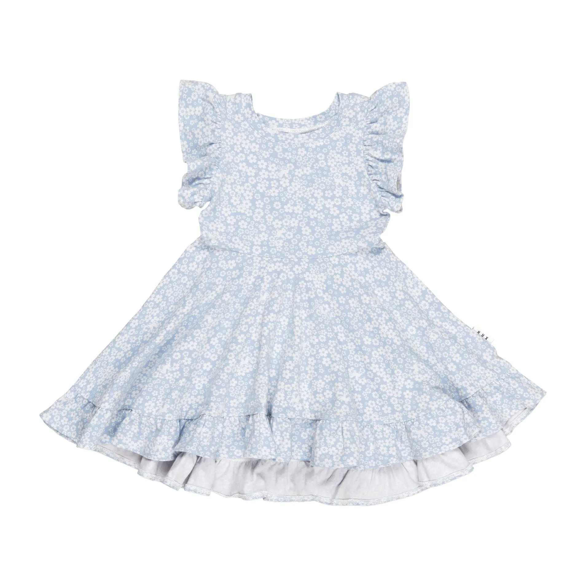 Unicorn Surpise Frill Swing Dress Dusty Blue