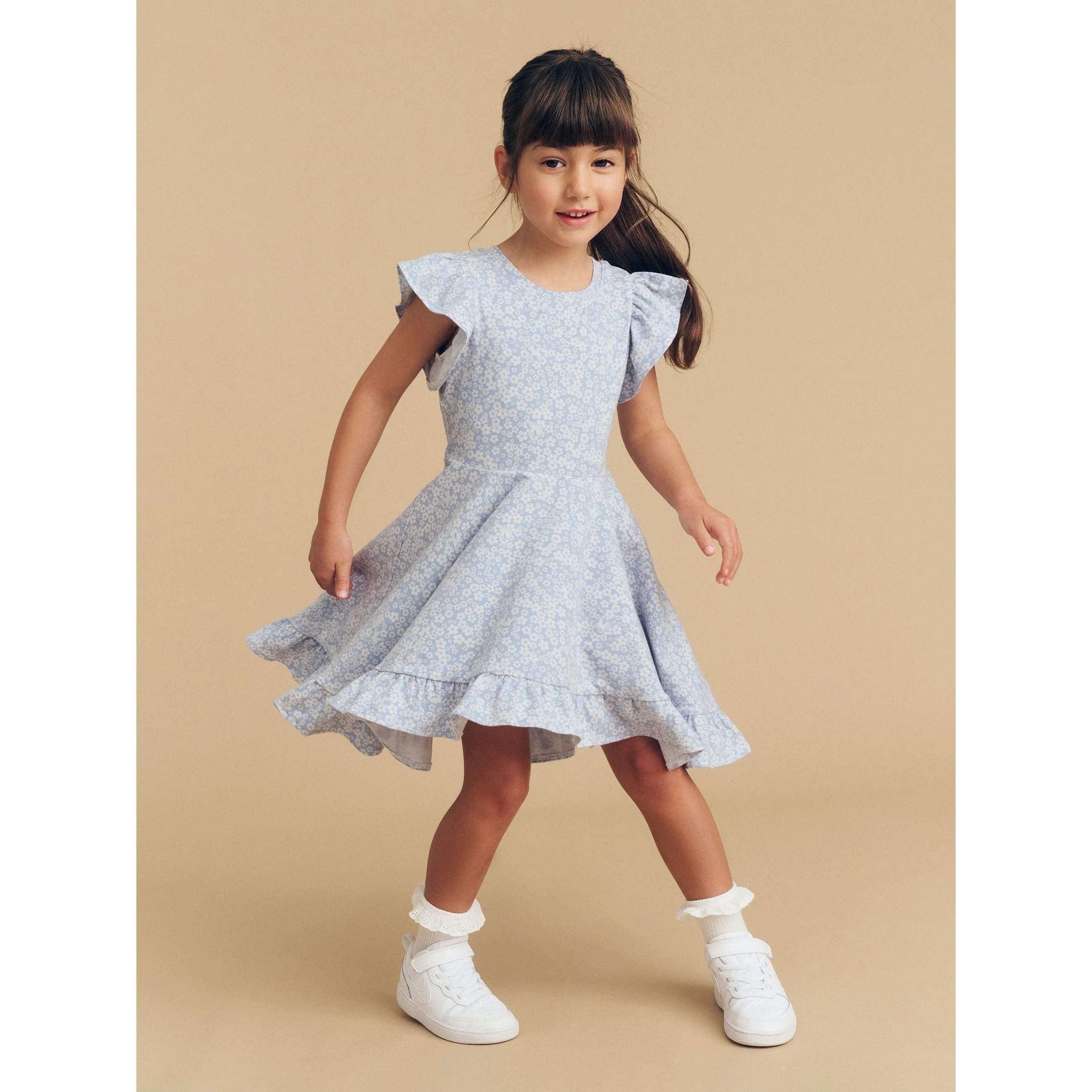 Unicorn Surpise Frill Swing Dress Dusty Blue