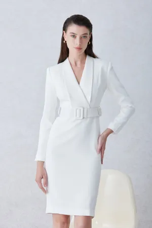 V NECK-LINE DRESS WITH BELT