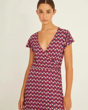 Vestido Xantik Cruzado Volante Turkey Feather