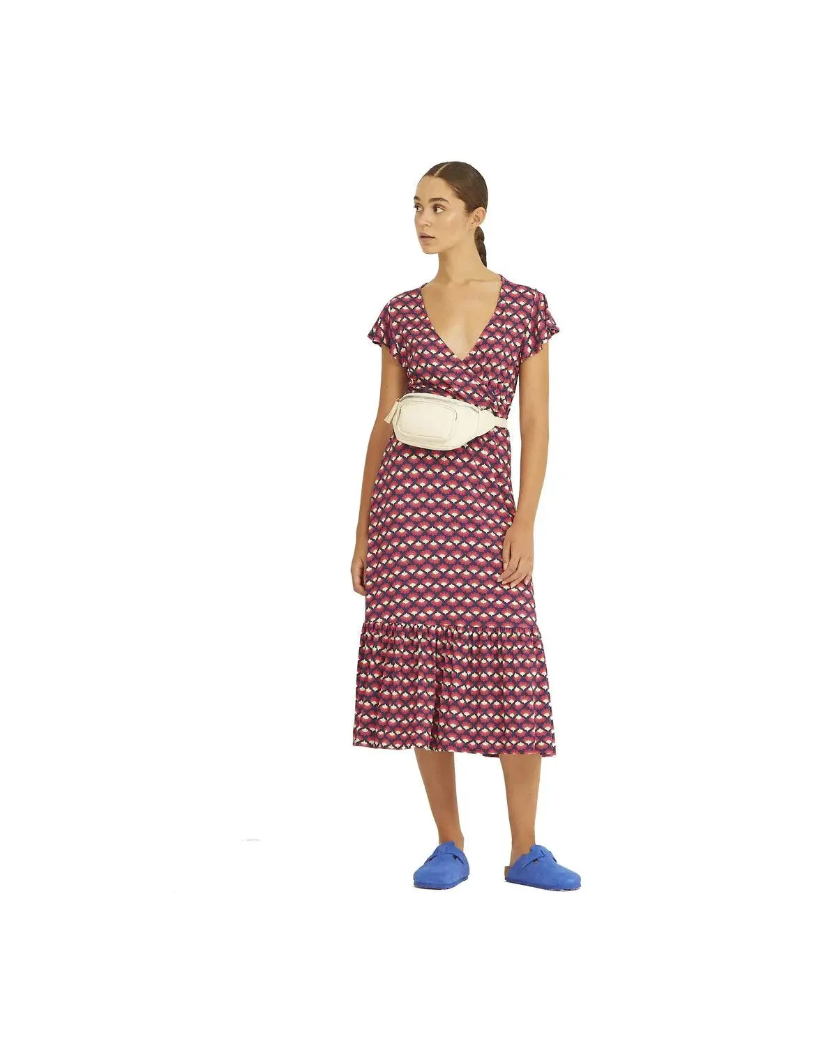Vestido Xantik Cruzado Volante Turkey Feather