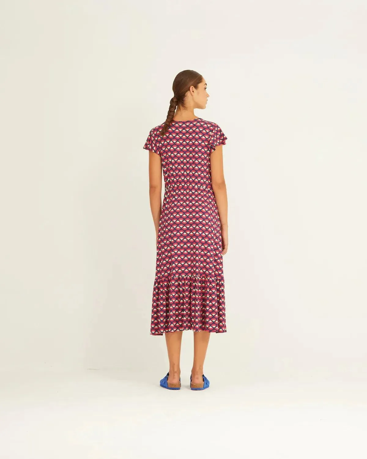 Vestido Xantik Cruzado Volante Turkey Feather