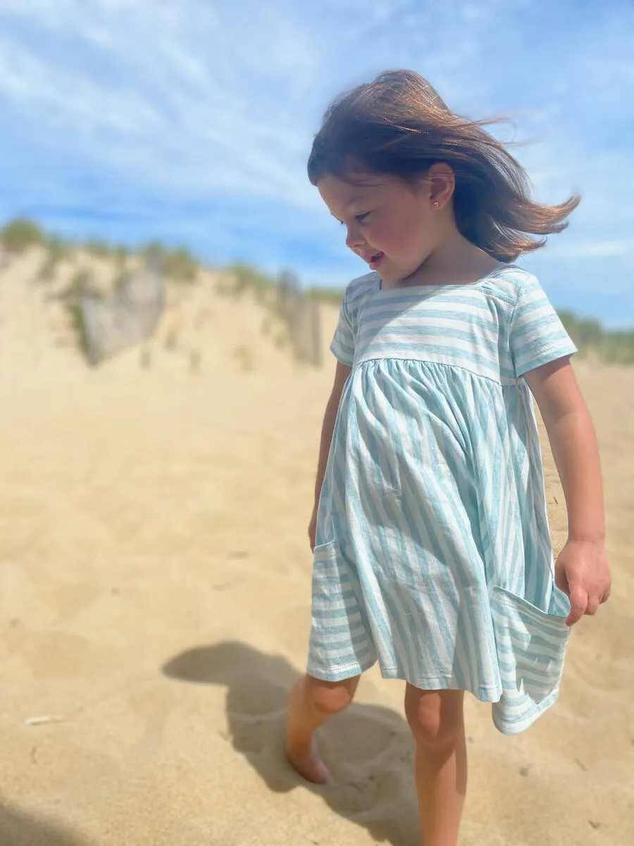 Vignette Rylie Dress in Aqua Stripe