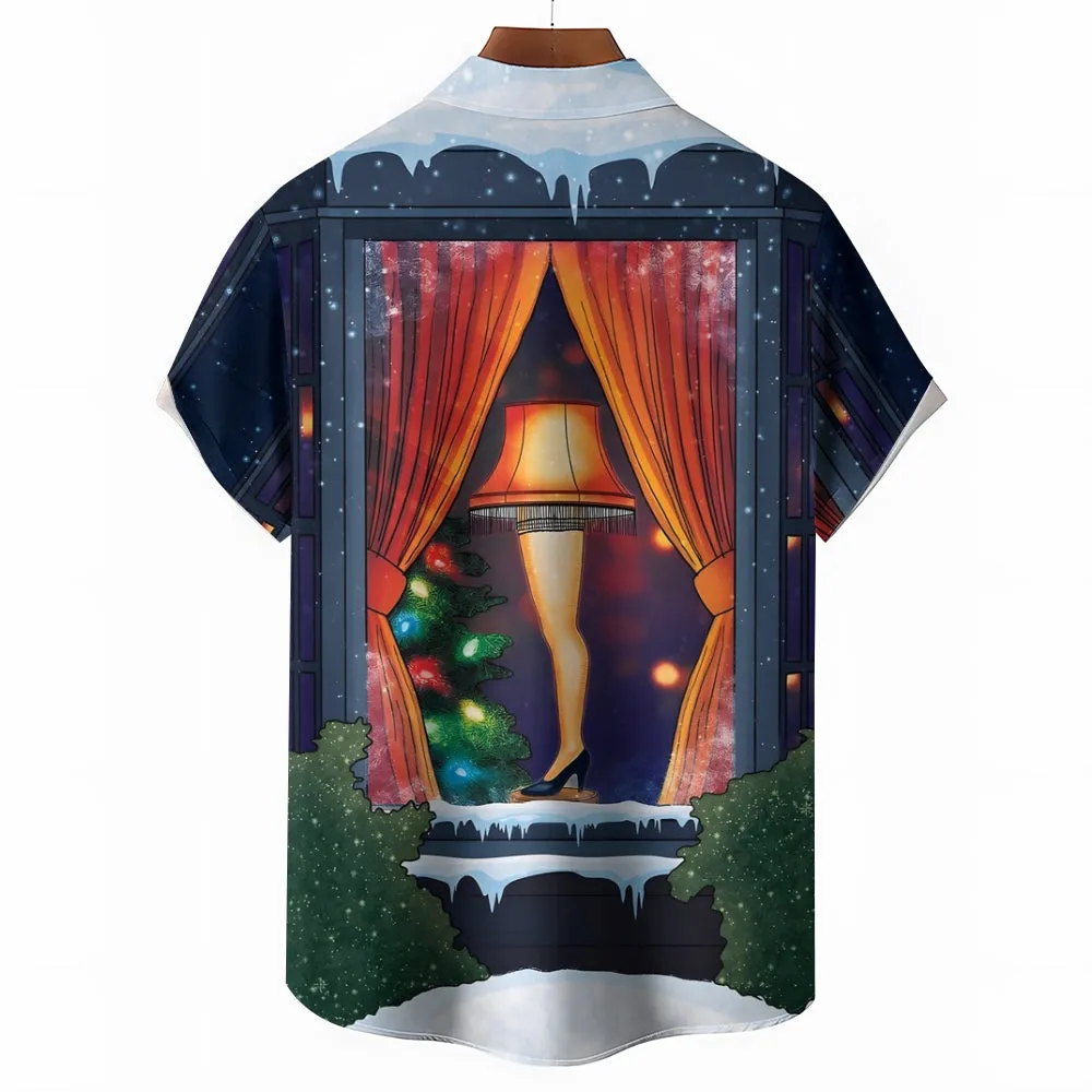 Vintage Pin Up Art Christmas Leg Lamp Printing Shirt 2412007273