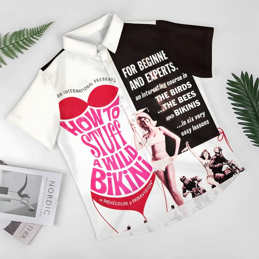 Vintage Poster Bikini Print Short Sleeve Shirt 2410003405
