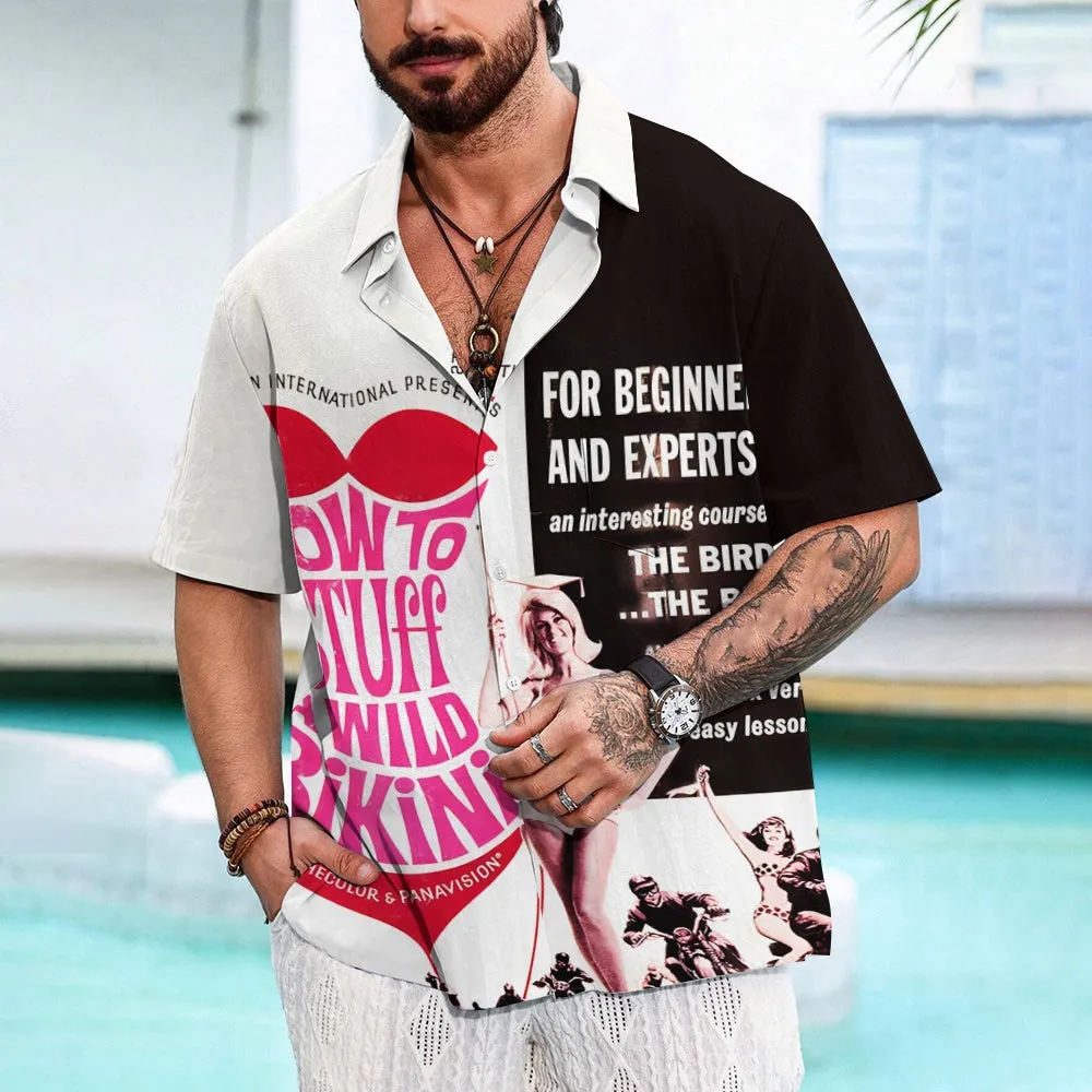 Vintage Poster Bikini Print Short Sleeve Shirt 2410003405