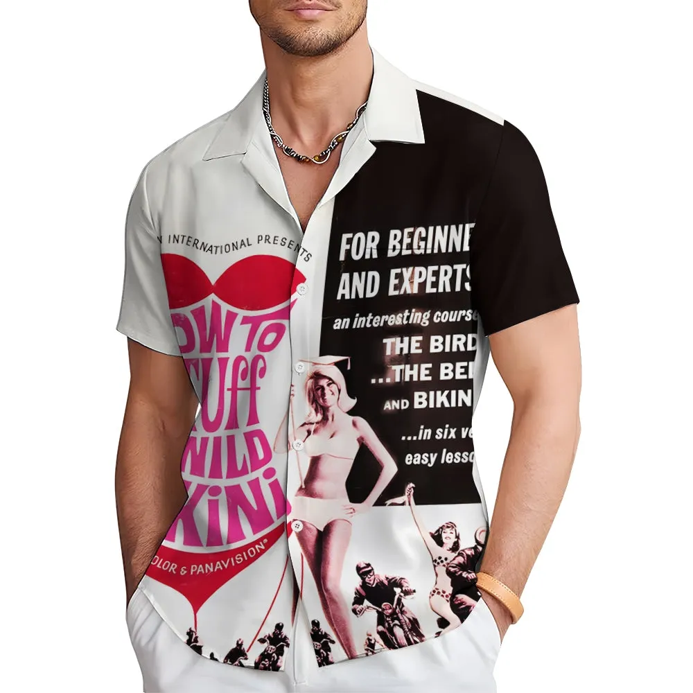 Vintage Poster Bikini Print Short Sleeve Shirt 2410003405