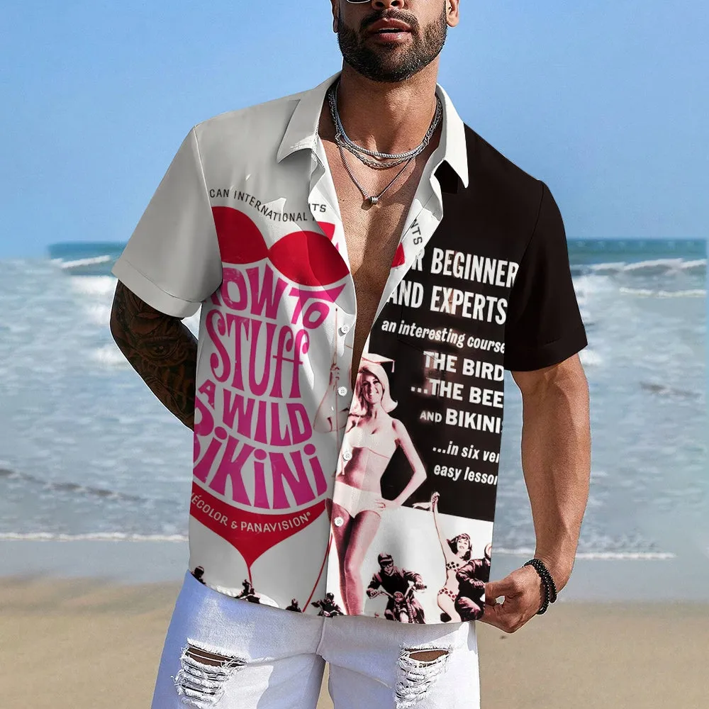Vintage Poster Bikini Print Short Sleeve Shirt 2410003405