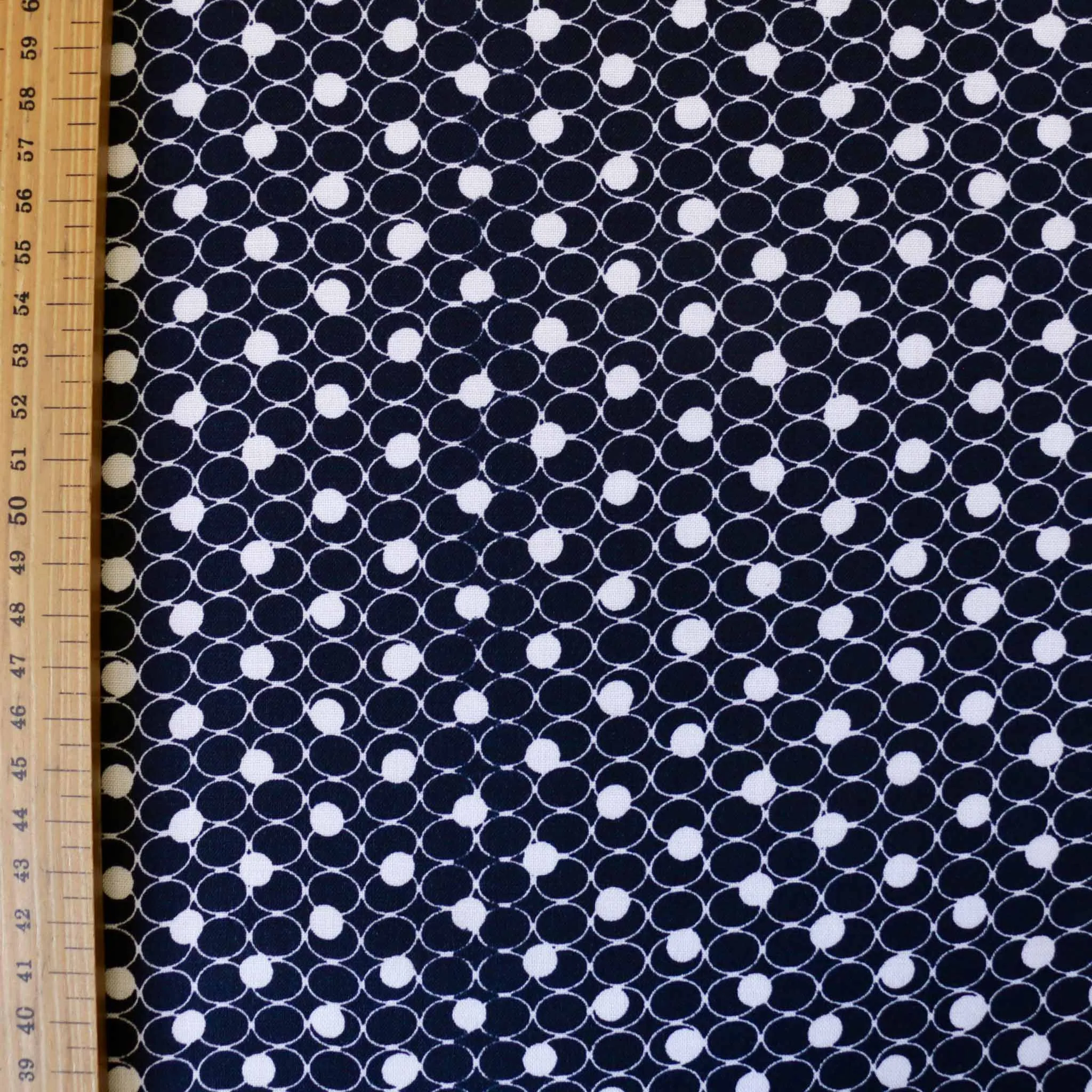 Viscose Challis Fabric - Black and navy