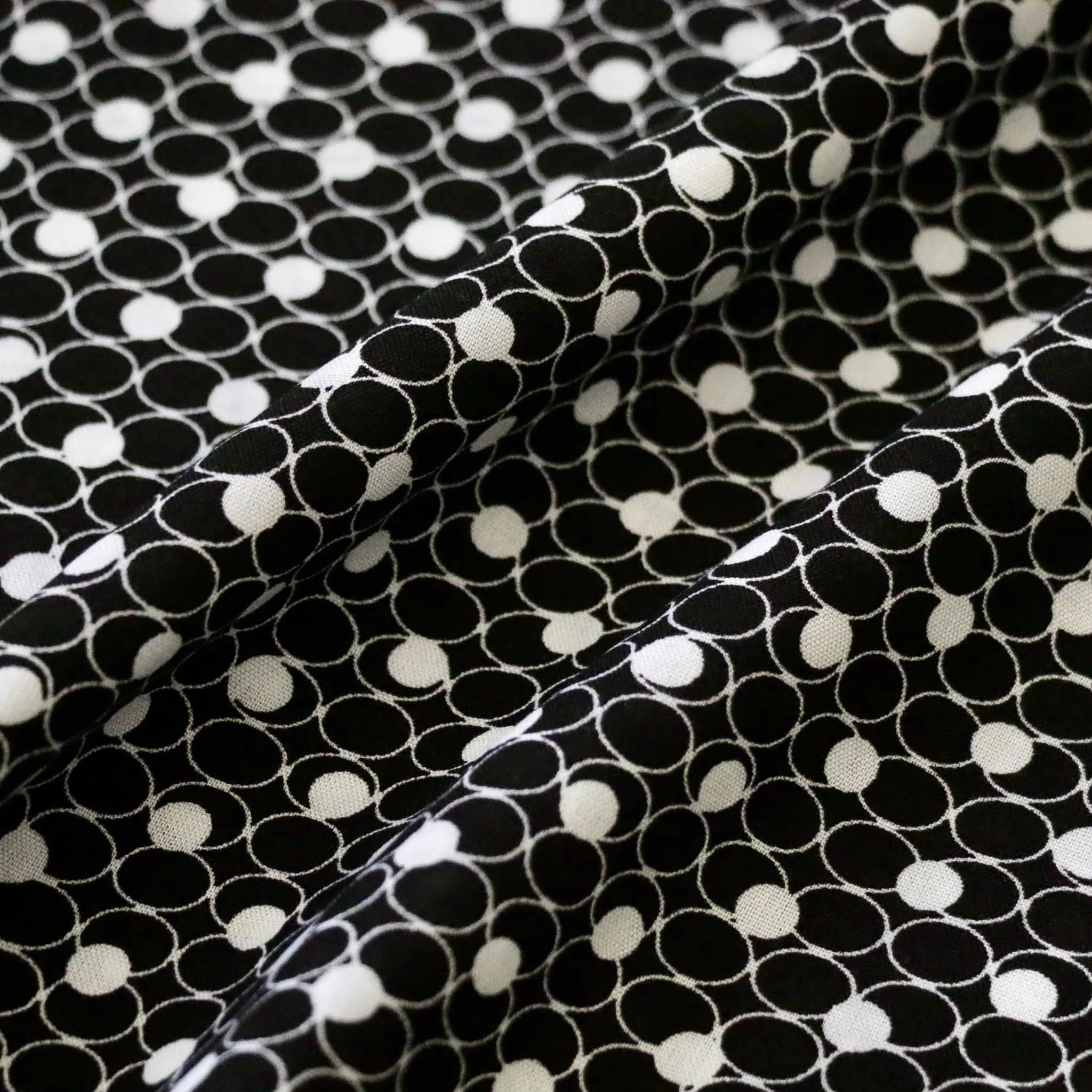 Viscose Challis Fabric - Black and navy